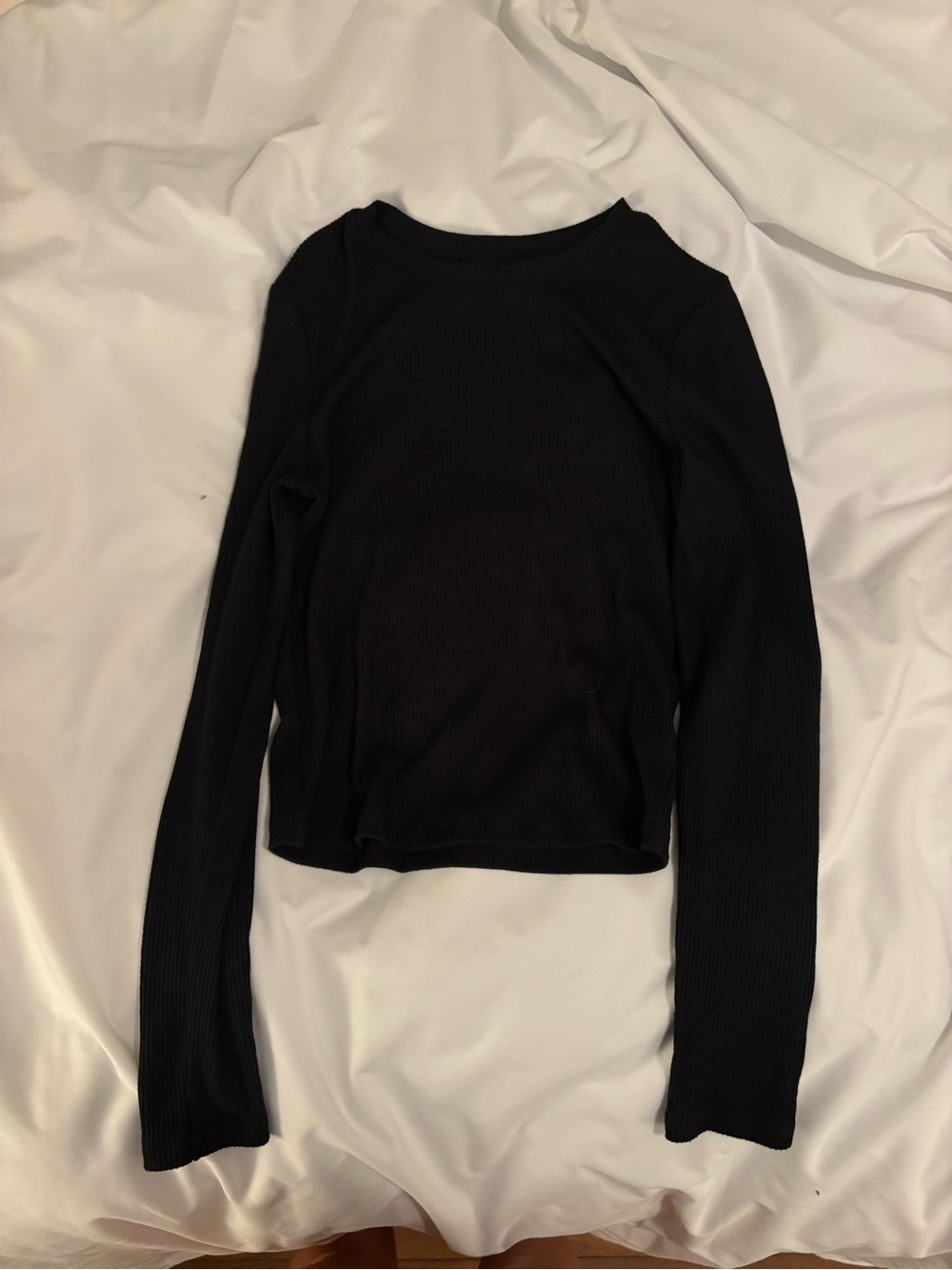 Women’s Long-Sleeve Black Ribbed Top